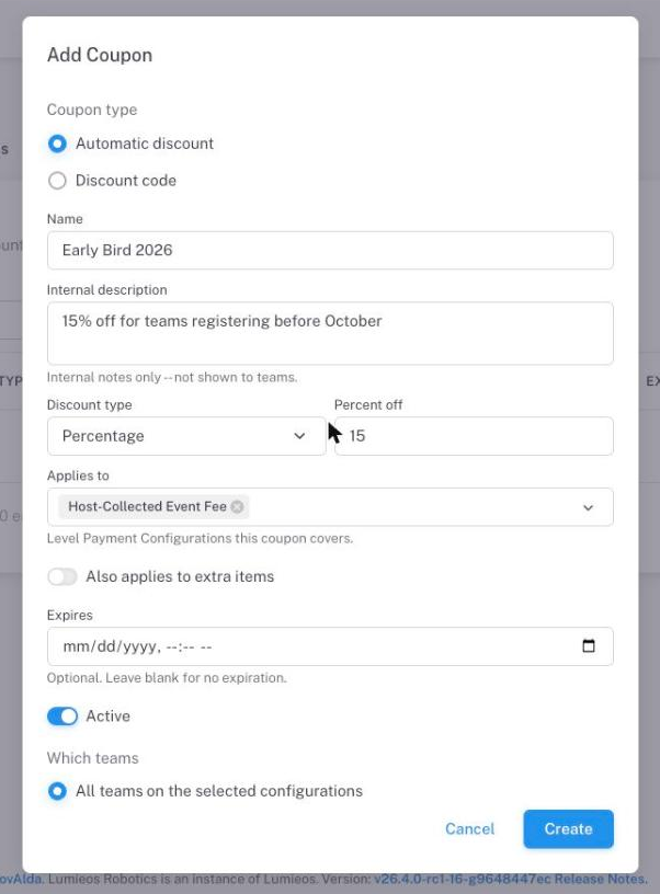 Adding an automatic percentage discount that applies to a level pricing configuration